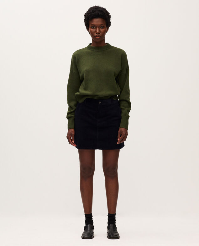 Pull col rond en laine U570 olive