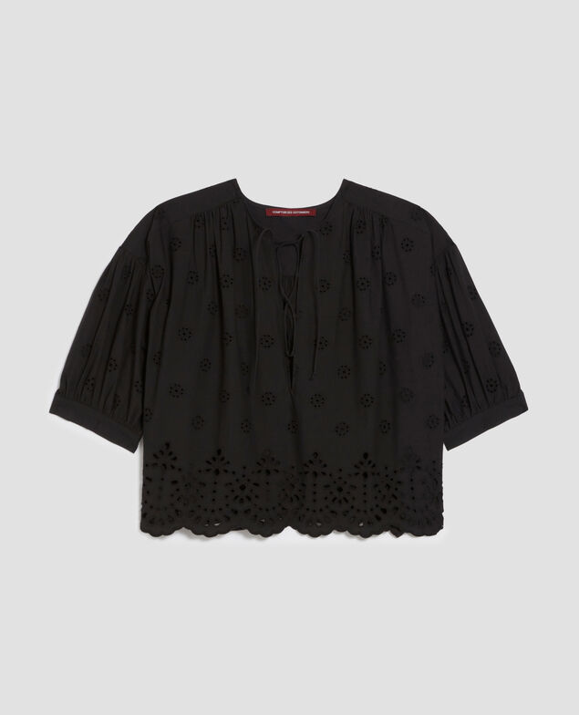 Blouse broderie anglaise en coton H091 black beauty