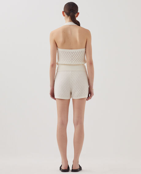 Short en maille textur&eacute;e H011 eggnog