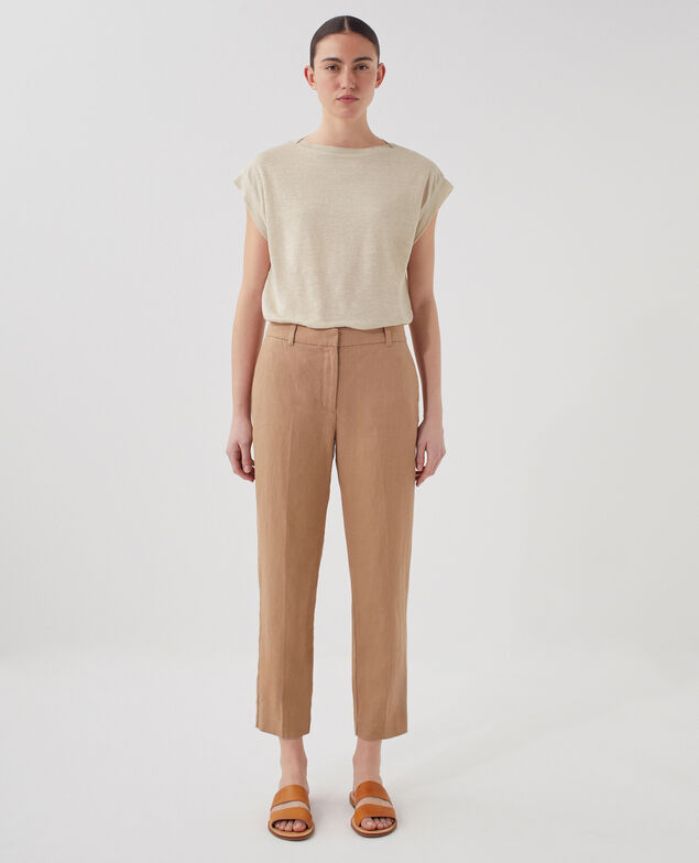 Pantalon cigarette en lin MARGUERITE H330 tiger's eye