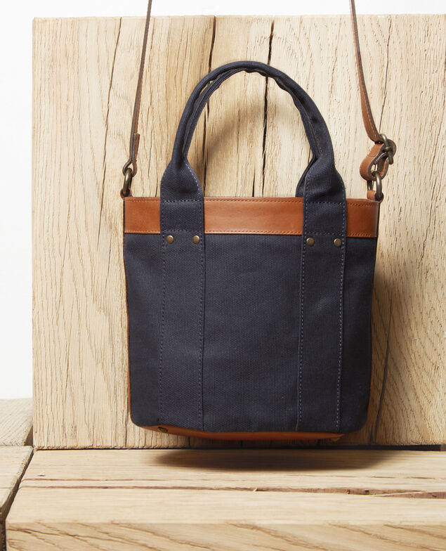Sac à main en toile et cuir Dark navy