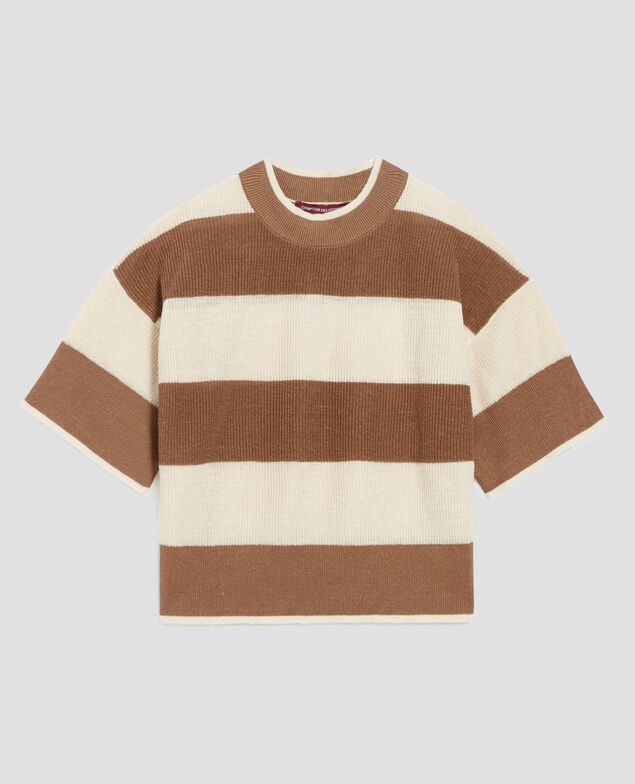 Pull cropped à manches courtes en lin H324 large gratinato