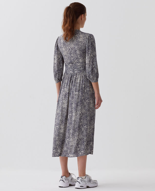 Robe longue fluide H690 micro fl navy
