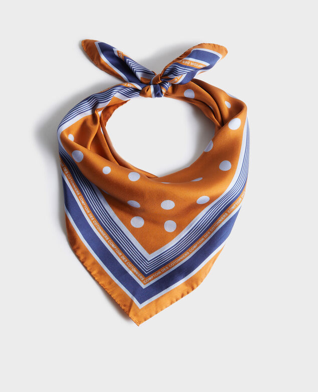 Foulard carré de soie à pois Pumpkin spice