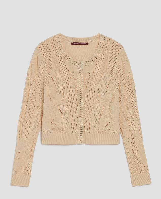 Cardigan en coton crochet J300 natural