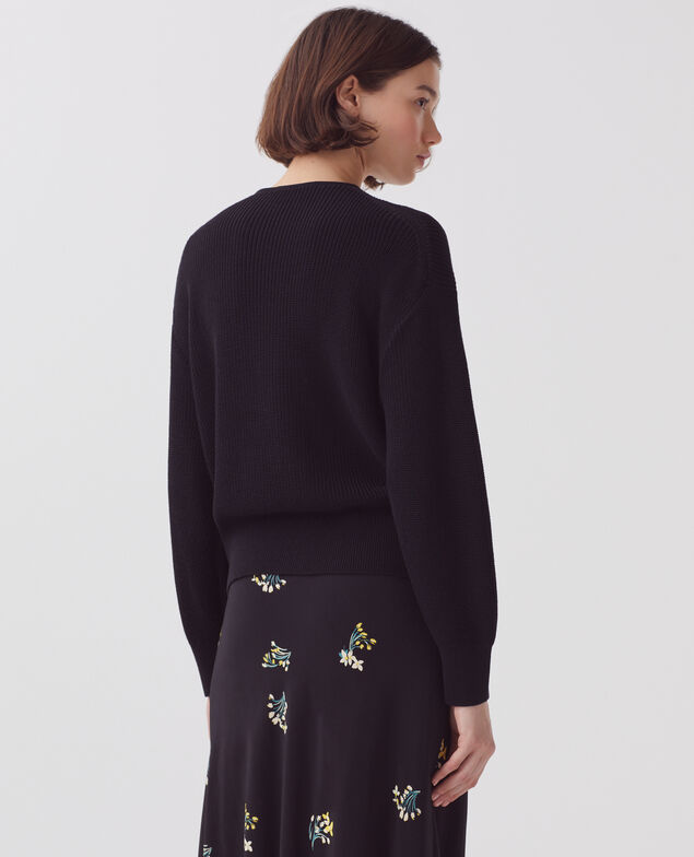 Pull col V en coton H091 black beauty