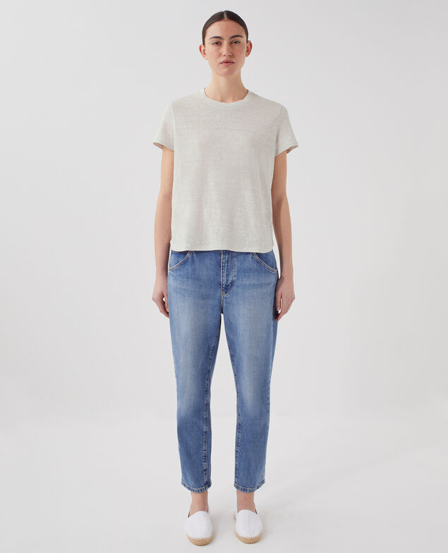 T-shirt col rond en lin AMANDINE U020 light gray
