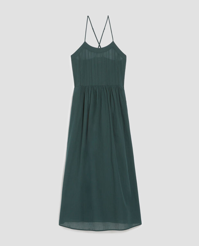Robe longue à bretelles en voile de coton J590 spruce green