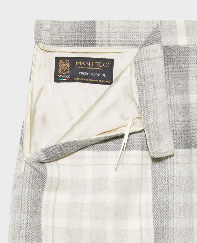 Jupe courte laine mélangée A003 white check