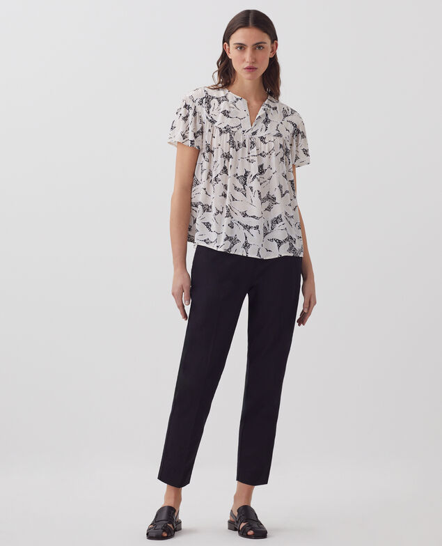 Blouse fluide à manches courtes J301 flower camo ecru