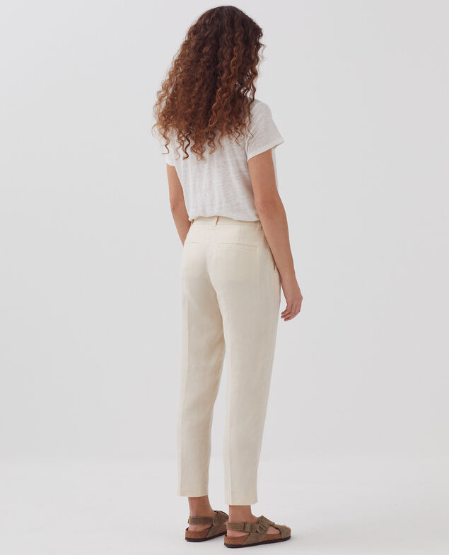 Pantalon cigarette en lin MARGUERITE H303 white swan