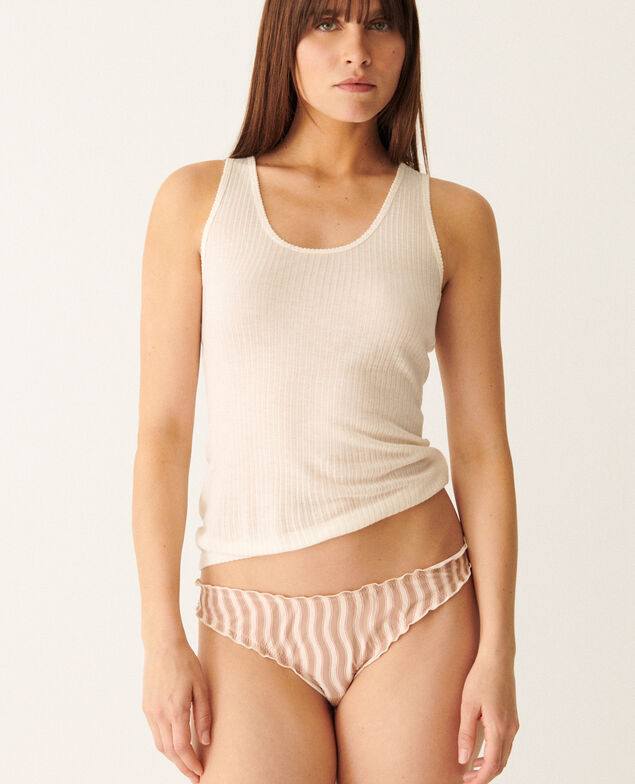 Culotte taille basse CHERI MICROFIBRE Cheri microfibre Rayure ondes blanc sable