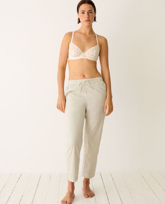 Pantalon BOYFRIEND Boyfriend Rayure vert lichen/white
