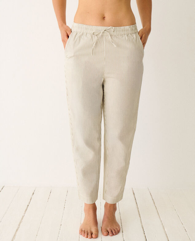 Pantalon BOYFRIEND Boyfriend Rayure vert lichen/white