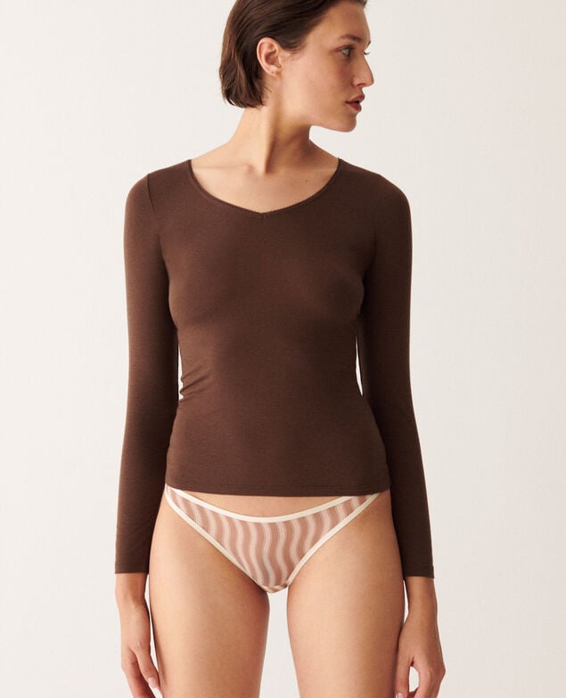 Long-sleeved t-shirt HEATTECH SECOND SKIN Heattech second skin Fudge brown