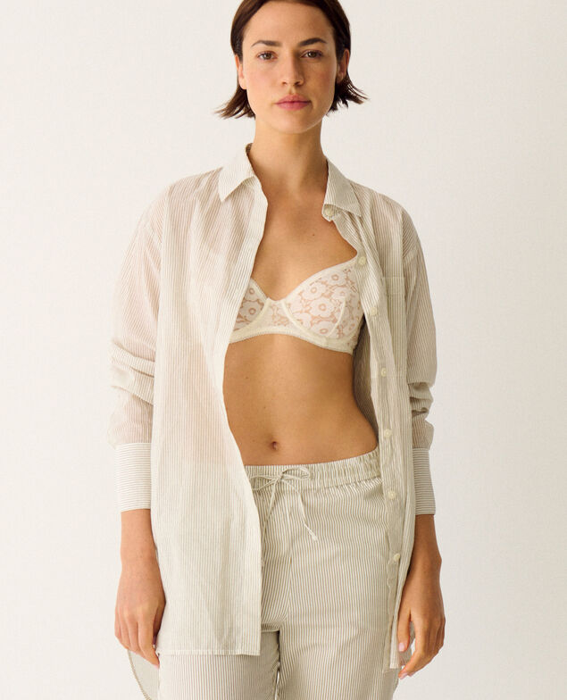 Veste de pyjama BOYFRIEND Boyfriend Rayure vert lichen/white
