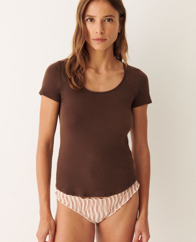 T-shirt manches courtes HEATTECH SECONDE PEAU Heattech seconde peau Fudge brown