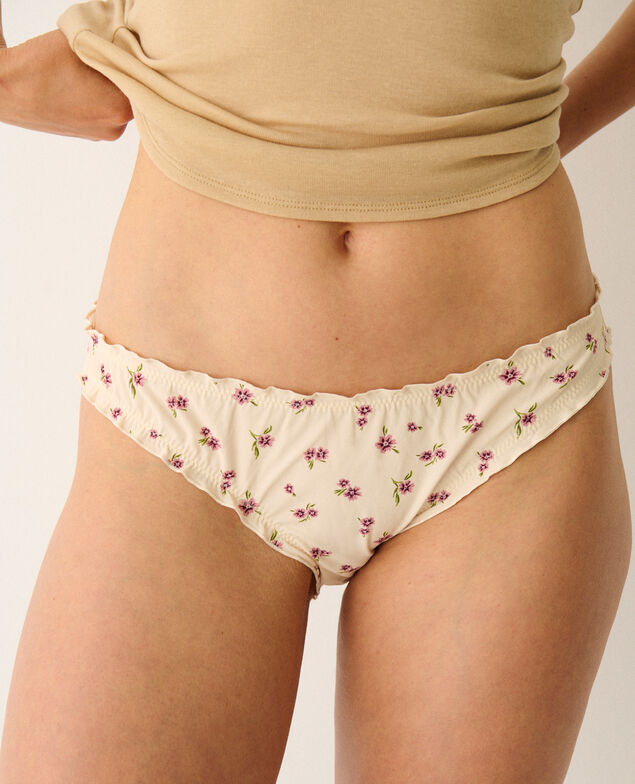 Culotte taille basse CHERI MICROFIBRE Cheri microfibre Fleur violettes blanc sable