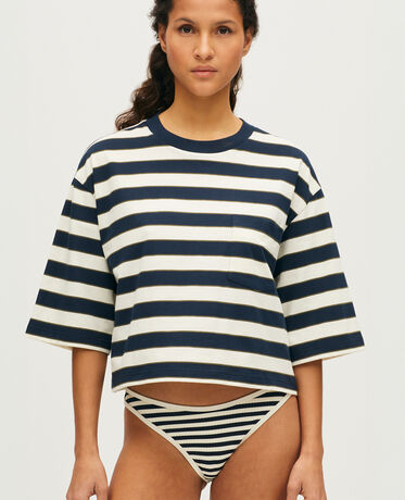 T-shirt manches courtes POP COTTON Pop cotton Stripes saphire blue