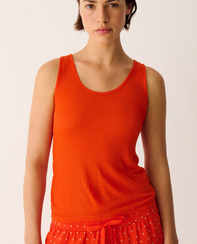 T-shirt sans manches HEATTECH POINTELLE Heattech pointelle Tango orange