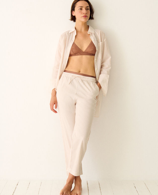Pantalon BOYFRIEND Boyfriend Rayure brun makeup/white