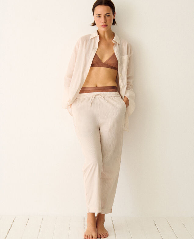 Veste de pyjama BOYFRIEND Boyfriend Rayure brun makeup/white