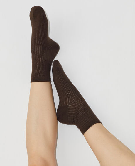 Chaussettes MAILLE POINTELLE Maille pointelle Marron fonc&eacute;