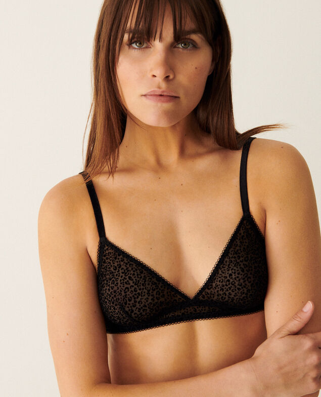 Soutien-gorge sans armatures CHERI TULLE FLOQUE LEO Cheri tulle floque leo Noir