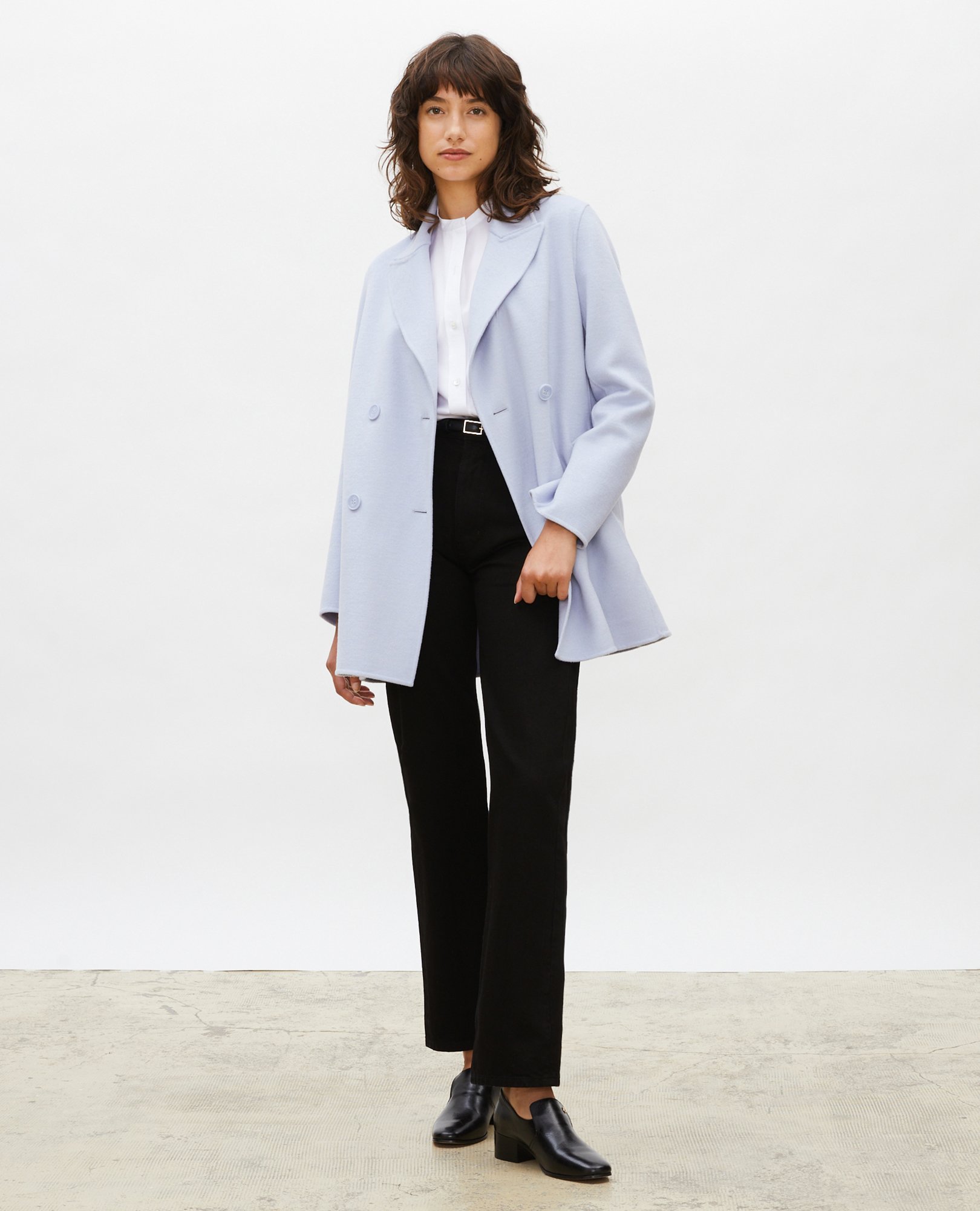 Manteau caban en lainage double
