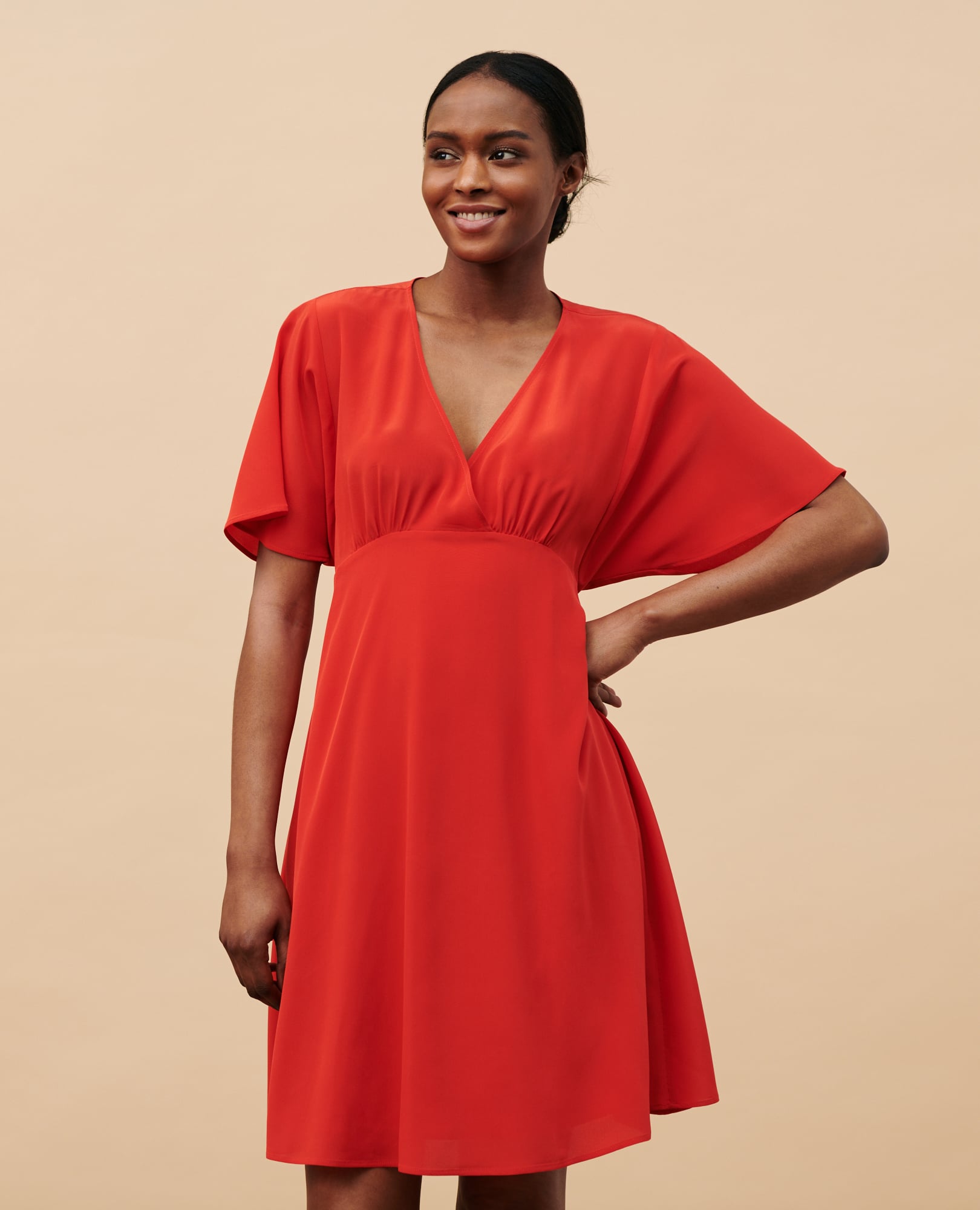 comptoir des cotonniers silk dress SILK CDC SHORT SLEEVES MIDDLE DRESS