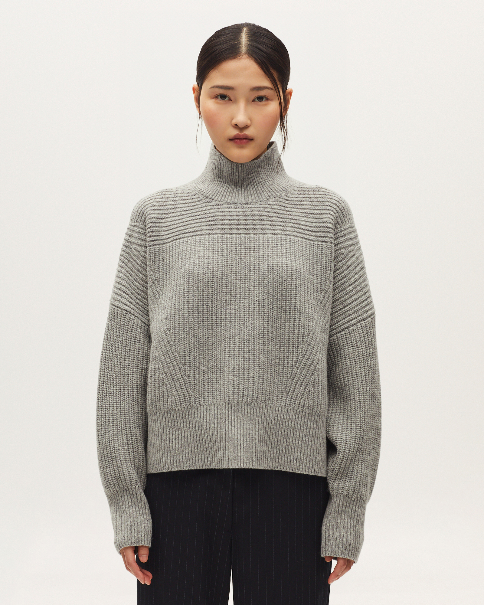 Wool polo neck jumper formal gray - Comptoir des Cotonniers